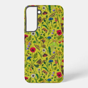 Coque Samsung Galaxy Fleurs sauvages et papillons de nuit en vert