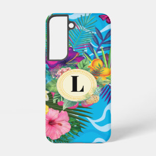 Coque Samsung Galaxy Fleurs Tropicales Hawaiiennes Et Papillons Monogra