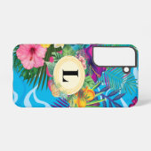 Coque Samsung Galaxy Fleurs Tropicales Hawaiiennes Et Papillons Monogra (Verso Horizontal)