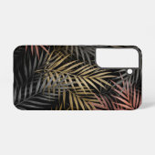 Coque Samsung Galaxy Fleurs tropicales noires et dorées et Motifs feuil (Verso Horizontal)