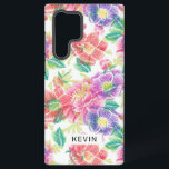 Coque Samsung Galaxy Fleurs Vintages colorées Motif Monogramme<br><div class="desc">Fleurs vintages colorées sans couture motif avec monogramme en option.</div>