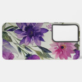 Coque Samsung Galaxy Fleurs violettes et roses avec Feuilles verts (Côté gauche)
