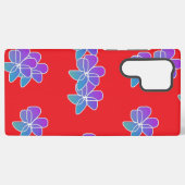 Coque Samsung Galaxy Fleurs violettes Sur Rouge (Verso Horizontal)