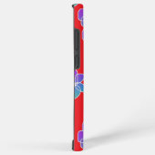 Coque Samsung Galaxy Fleurs violettes Sur Rouge (Côté droit)