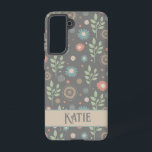 Coque Samsung Galaxy Floral Feuille Moderne Plutôt Customisé Nom<br><div class="desc">Ce joli boîtier de téléphone cellulaire Inspirivity floral sera l'ajout parfait à votre téléphone. Modifiez la barre de bannière personnalisée avec votre nom ou votre devis préféré. Ne changez plus jamais de téléphone avec ce coque branché. Le motif floral amusant ajoute une touche moderne et élégante à votre téléphone. Pour...</div>