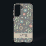 Coque Samsung Galaxy Floral Feuille Moderne Plutôt Customisé Nom<br><div class="desc">Ce joli boîtier de téléphone cellulaire Inspirivity floral sera l'ajout parfait à votre téléphone. Modifiez la barre de bannière personnalisée avec votre nom ou votre devis préféré. Ne changez plus jamais de téléphone avec ce coque branché. Le motif floral amusant ajoute une touche moderne et élégante à votre téléphone. Pour...</div>