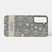 Coque Samsung Galaxy Floral Feuille Moderne Plutôt Customisé Nom (Verso Horizontal)