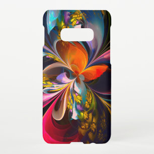 Coque Samsung Galaxy S10E Floral moderne Art Abstrait Rouge Bleu Motif #13