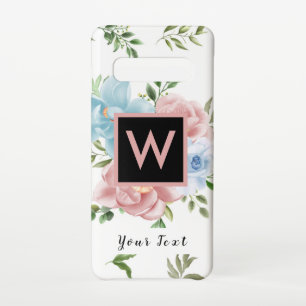 Coque Samsung Galaxy S10 Floral rose moderne Rose Monogramme et nom
