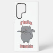 Coque Samsung Galaxy Flute Fanatic Gray Cat Pink Letters (Verso)