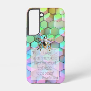 Coque Samsung Galaxy Foi Branchée Bleu Mauve Vert Rose Nid d'Abeille Ab