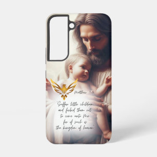 Coque Samsung Galaxy Foi Jésus embrassant bébé Colombe dorée réaliste