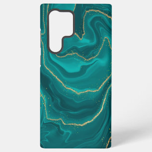 Coque Samsung Galaxy Fond de marbre liquide turquoise avec or