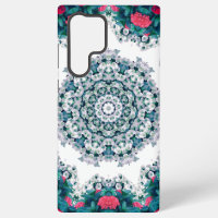 Fontaine d'eau de jardin motif mandala fleurs roug