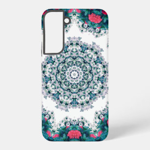 Coque Samsung Galaxy Fontaine d'eau de jardin motif mandala fleurs roug