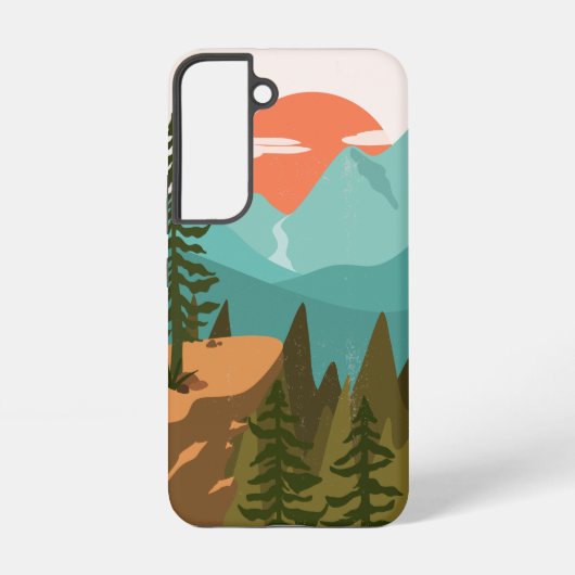 Coque Samsung Galaxy Forêt de Pins, Montagnes et Lever de Soleil (Verso)