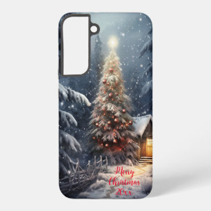 Coque Samsung Galaxy Forêt magique Neige hiver Joyeux sapin de Noël