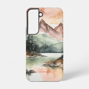 Coque Samsung Galaxy Forêt Montagnes Nature Aquarelle