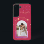 Coque Samsung Galaxy FOREVER ET TOUJOURS Mariage Magenta Photo céleste<br><div class="desc">FOREVER ET TOUJOURS Mariage Magenta Celestial Photo Nom personnalisé Smart Phone Samsung Galaxy Coque présente le soleil, la lune et les étoiles avec votre photo préférée sur un arrière - plan magenta et personnalisée avec votre nom et texte personnalisé ou "Forever et toujours" dans la typographie de script de calligraphie...</div>