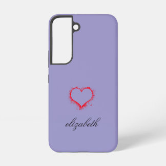 Coque Samsung Galaxy forme de cœur rouge sur fond coloré personnalisé 