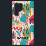 Coque Samsung Galaxy Formes abstraites colorées grunge motif<br><div class="desc">Des formes colorées et des lignes tourbillonnant grondent le motif d'un arrière - plan blanc. monogramme facultatif.</div>