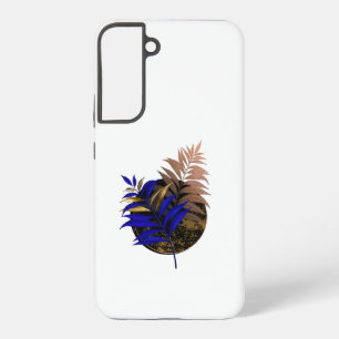Coque Samsung Galaxy Fougère bleue sur cercle noir