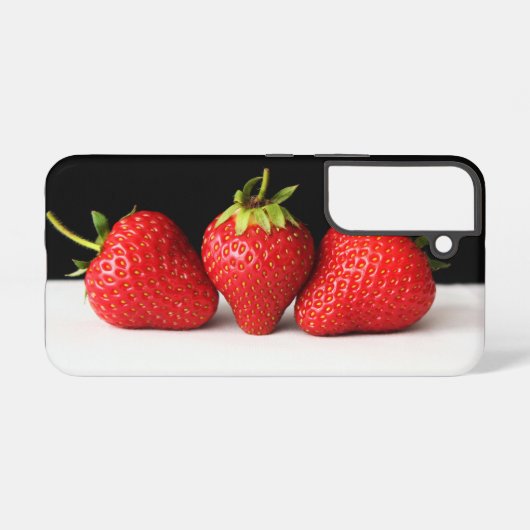 Coque Samsung Galaxy Fraises sur le noir sur le blanc (Verso Horizontal)