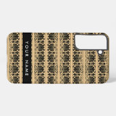 Coque Samsung Galaxy Fret Grec Arabesque Brown, Votre Nom, Personnalise (Verso Horizontal)