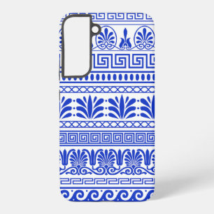 Coque Samsung Galaxy Fret grec, Motif méditerranéen, Bleu