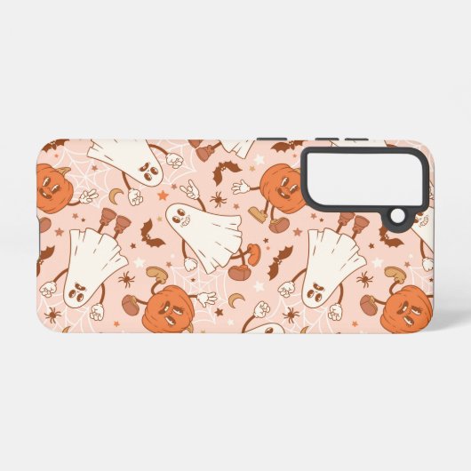 Coque Samsung Galaxy Fun Retro Ghost & Jack-O-Lantern Motif (Verso Horizontal)