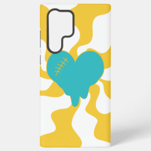 Coque Samsung Galaxy Fusion de cœur - Turquoise et Jaune