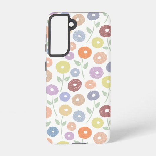 Coque Samsung Galaxy Fuzzy Flower Rpt Pattern Pastels on White (Verso)
