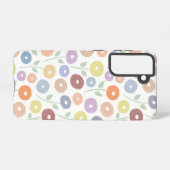Coque Samsung Galaxy Fuzzy Flower Rpt Pattern Pastels on White (Verso Horizontal)