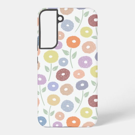Coque Samsung Galaxy Fuzzy Flower Rpt Pattern Pastels on White (Verso)