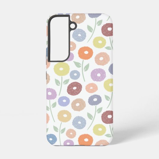 Coque Samsung Galaxy Fuzzy Flower Rpt Pattern Pastels on White (Verso)