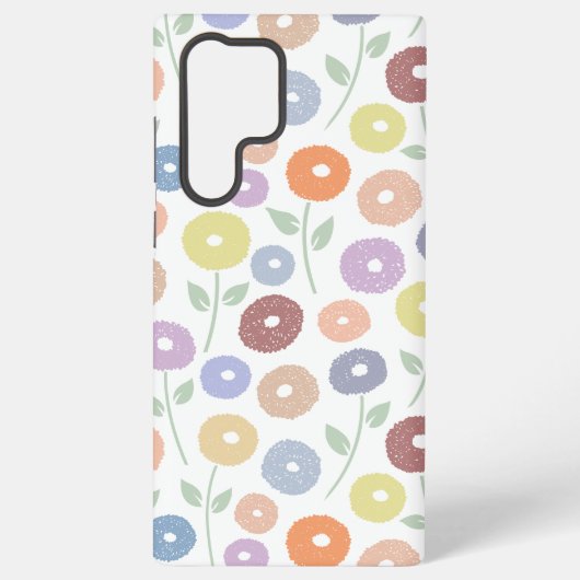 Coque Samsung Galaxy Fuzzy Flower Rpt Pattern Pastels on White (Verso)