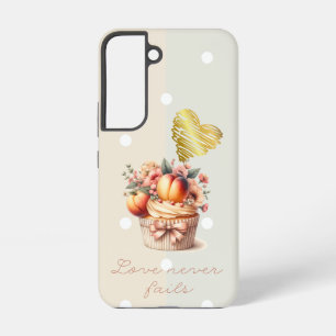 Coque Samsung Galaxy Gâteau Élégant Foi Point Fruit Floral Cœur en Or