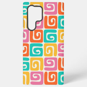 Coque Samsung Galaxy Géométries Rétro Colorées et Boucles Carrées Vinta