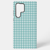 Coque Samsung Galaxy Gingham à carreaux sarcelle et blanc (Verso)