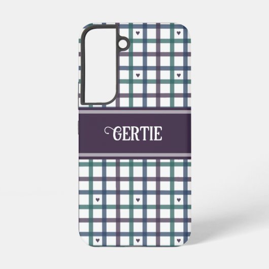 Coque Samsung Galaxy Gingham Cœur Violet (Verso)
