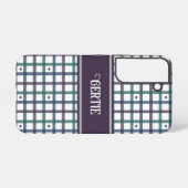 Coque Samsung Galaxy Gingham Cœur Violet (Verso Horizontal)