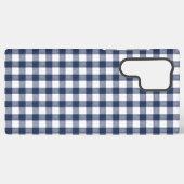 Coque Samsung Galaxy Gingham Plaid Pattern - Navy Blue (Verso Horizontal)
