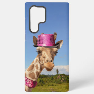 Coque Samsung Galaxy Giraffe en casquette rose étincelant