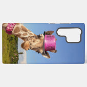 Coque Samsung Galaxy Giraffe en casquette rose étincelant (Verso Horizontal)