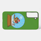 Coque Samsung Galaxy Globe de neige avec un moineau mignon jouant au so (Verso Horizontal)