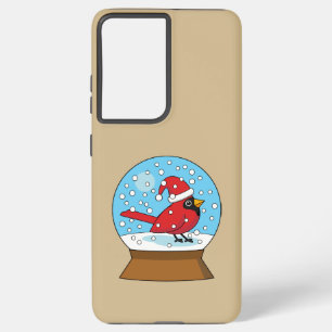 Coque Samsung Galaxy Globe des neiges avec cardinal rouge mignon