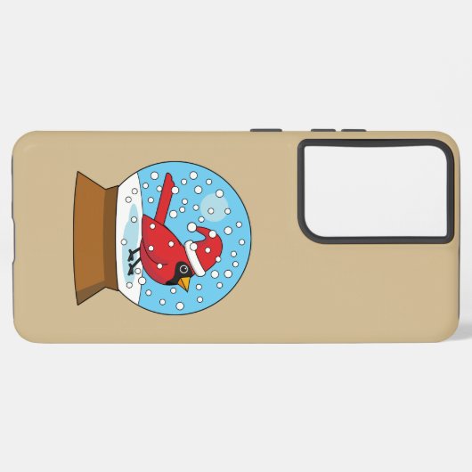 Coque Samsung Galaxy Globe des neiges avec cardinal rouge mignon (Verso Horizontal)