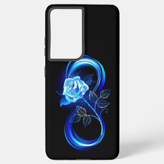 Coque Samsung Galaxy Glowing infinity with blue rose (Verso)