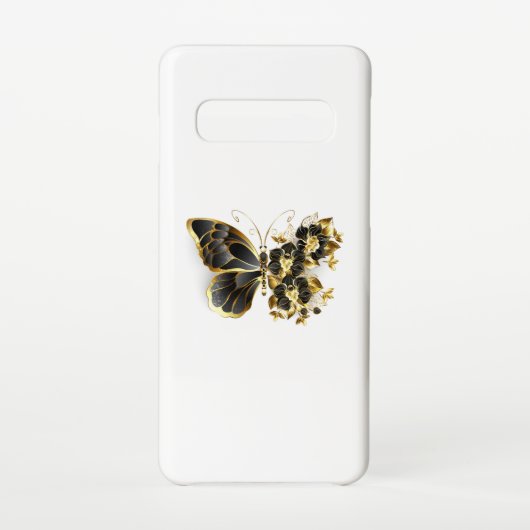 Coque Samsung Galaxy Gold flower Butterfly with Black Orchid (Dos)