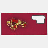 Coque Samsung Galaxy Golden Treble Clef avec fleurs Roses (Verso Horizontal)